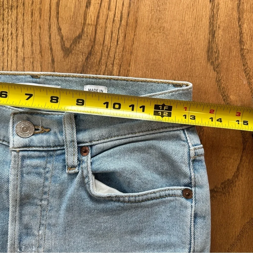 RE/DONE Jeans 90s High Rise Ankle Crop Raw Hem Button Fly Light Wash 25 - Picture 2 of 16